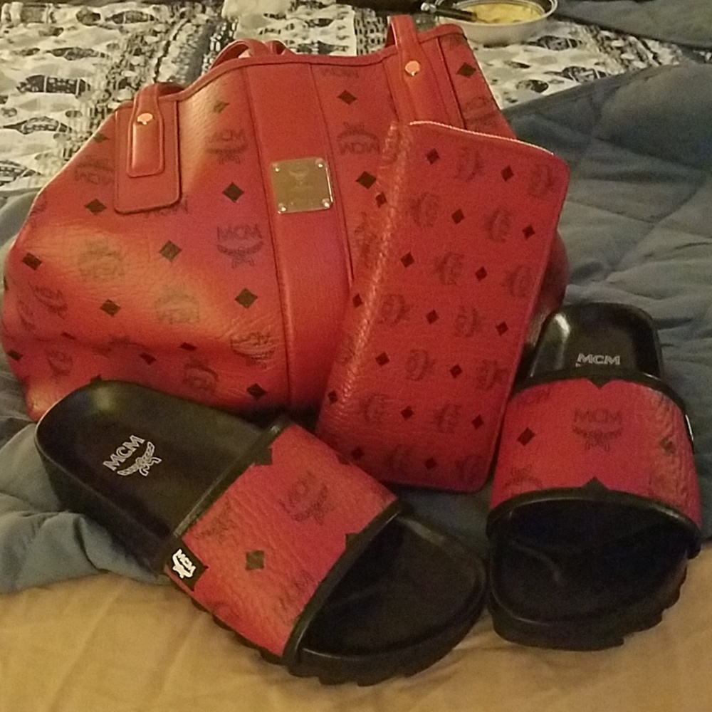 Authentic MCM Tote Wallet Slides